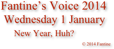 Fantine’s Voice 2014
 Wednesday 1 January
      New Year, Huh?
                                                                                          © 2014 Fantine